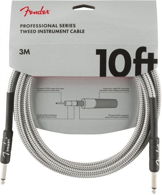 г /   FENDER CABLE PROFESSIONAL SERIES 10' WHITE TWEED