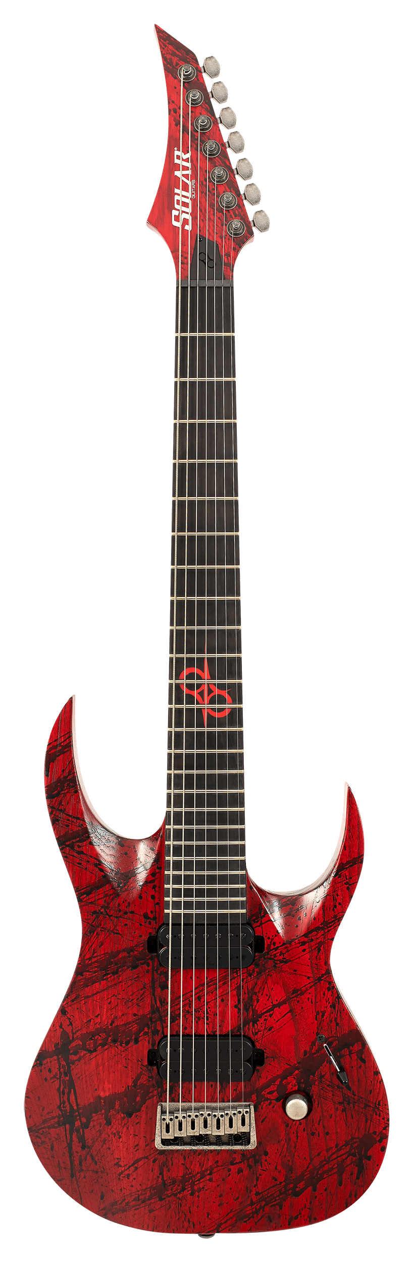 / ó  SOLAR GUITARS A2.7CANIBALISMO+ BLOOD RED OPEN PORE W/BLOOD SPLAT