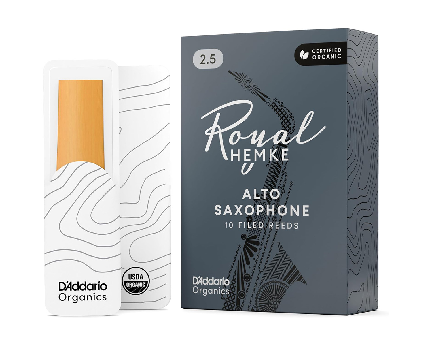 Тростини для духових / Тростина для альт саксофона D'Addario Royal Hemke Organic - Alto Sax #2.5