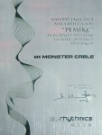 Сертификат за успехи в продажах продукции Monster Cable